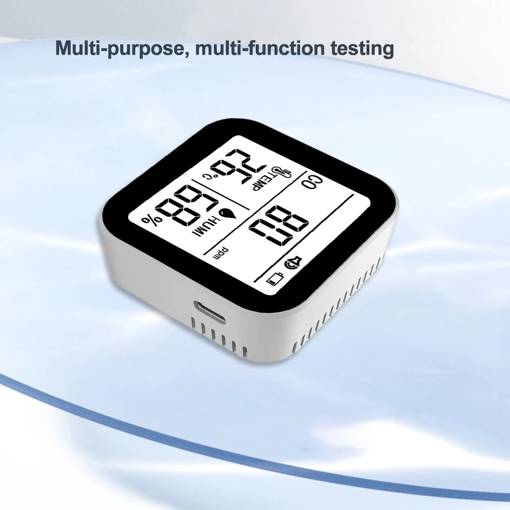 3-in-1 Portable Carbon Monoxide Detector Alarm Function CO Temp Humidity Detector with Lanyard for Camping Travel Car RV Vehicle