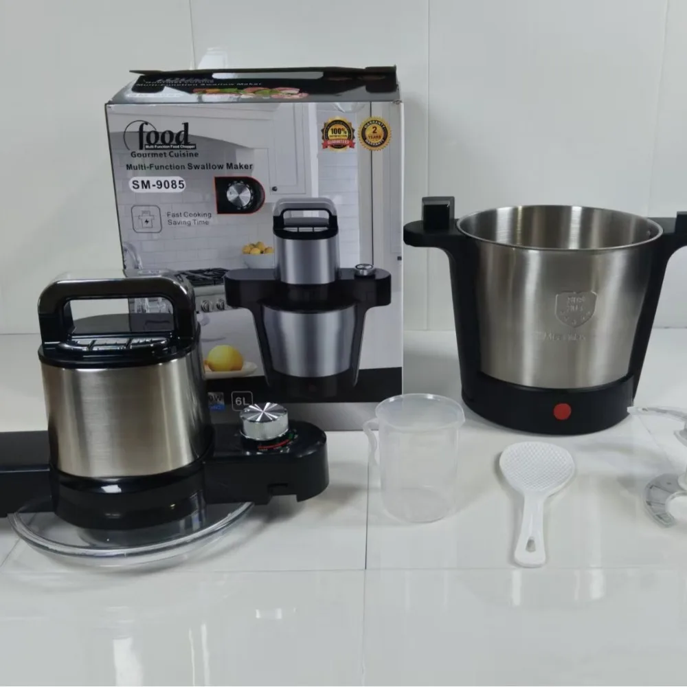 

6L 1000W Electric Machine with Heating Function, Multi-Function Swallow Maker, Cook & Stir All-in-One Food Processor