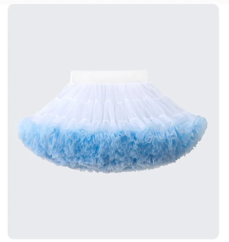 Mädchen 1-10 Jahre Spitzen-Tutu-Rock Flauschiger Chiffon-Petticoat Einfarbige Tutu-Röcke Mädchen-Tanzrock Kinder-Tüll-Petticoat – Detail 5