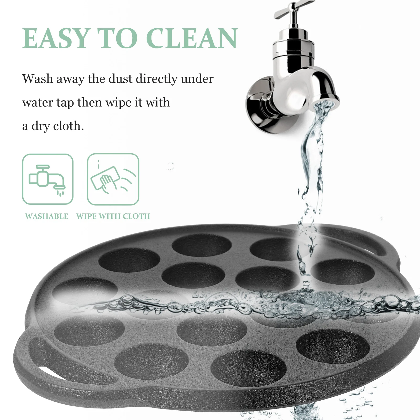 

1pc Iron Snail Pan 15 Holes Black Thickened Frying Pot For Meatball Cooking Multi-Function Cast Iron Cookware Kitchen