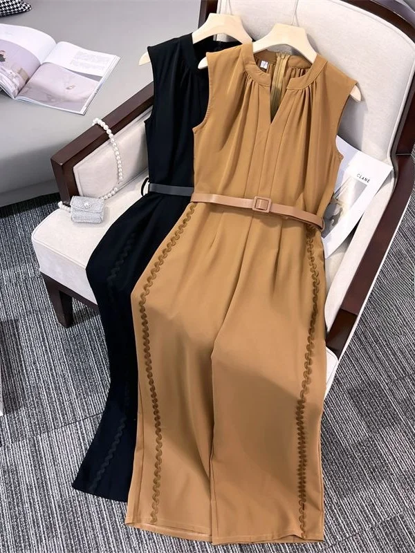 

Summer Trendy Slimming Rer Loose Straight Leg Pants Pure Color High End Casual Trousers Women's Commute Low Waist Long Pants
