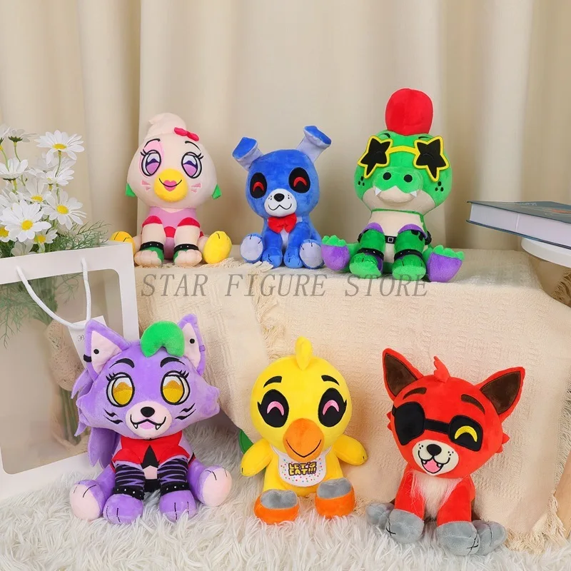 

Game FNAF Bonnie Foxy Chica Plush Toys Glamrock Montgomery Gator Roxanne Wolf Stuffed Plush Collection Doll Staff Toys for Gifts