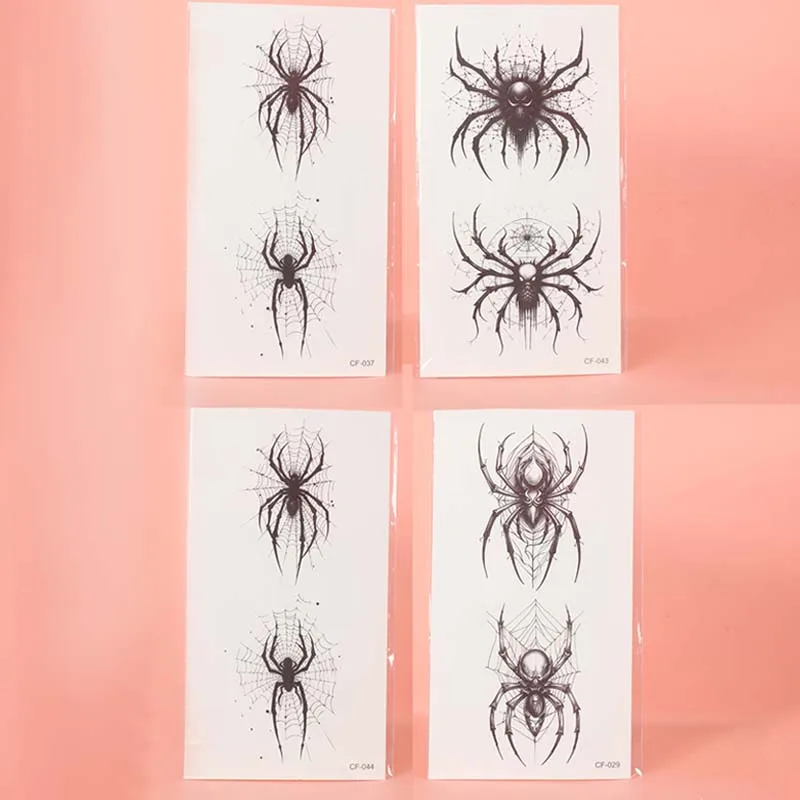 4 pezzi di tatuaggio temporaneo impermeabile ragno realistico per mani, schiena e collo, durata 1-2 settimane, tatuaggio finto semipermanente