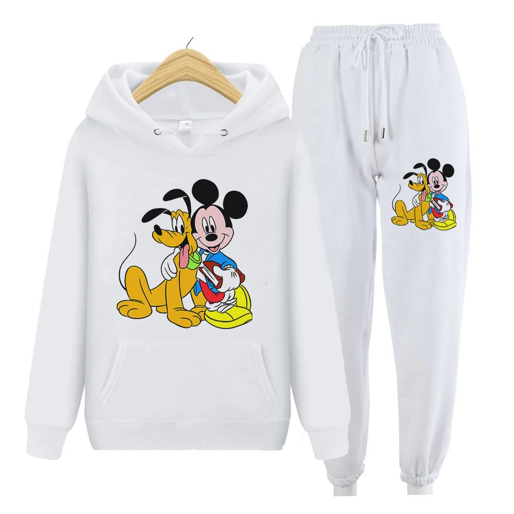 

Outdoor Sports Suit Two Piece Disney Minnie For Women Autumn&Winter Fleece Warm Couple Sportswear Casual Men's Hoodie + Trousers