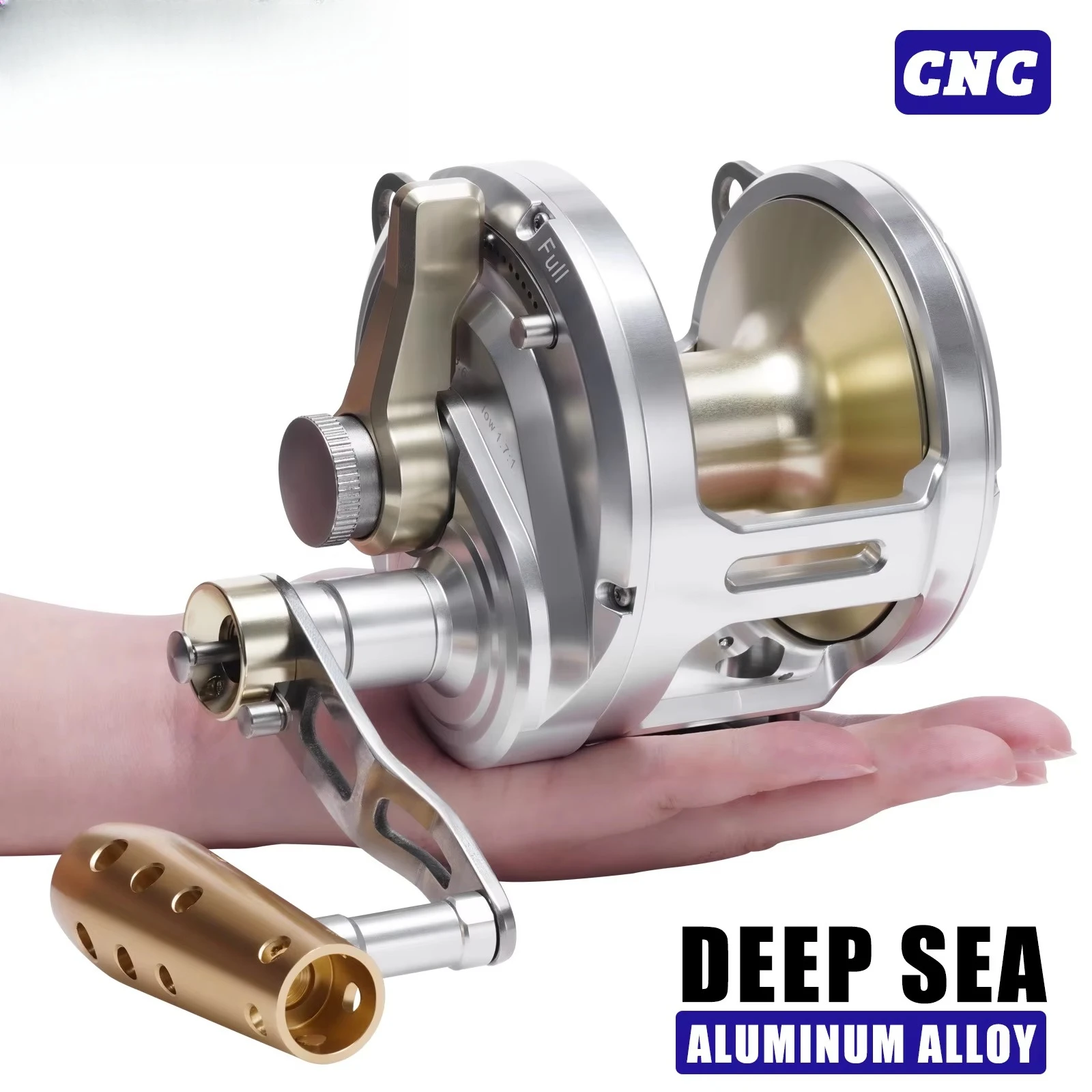 The 2025 new all-metal multiplier reel speed ratio is 1.7:1 for deep-sea trolling games, with a maximum resistance of 27 kg