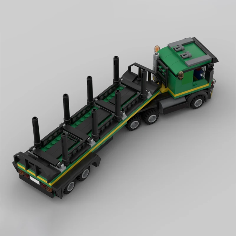 378PCS MOC City Engineering Cabover Truck Logging Trailer Model Building Blocks Brick Technology Assembly Toy Kids Birthday Gift