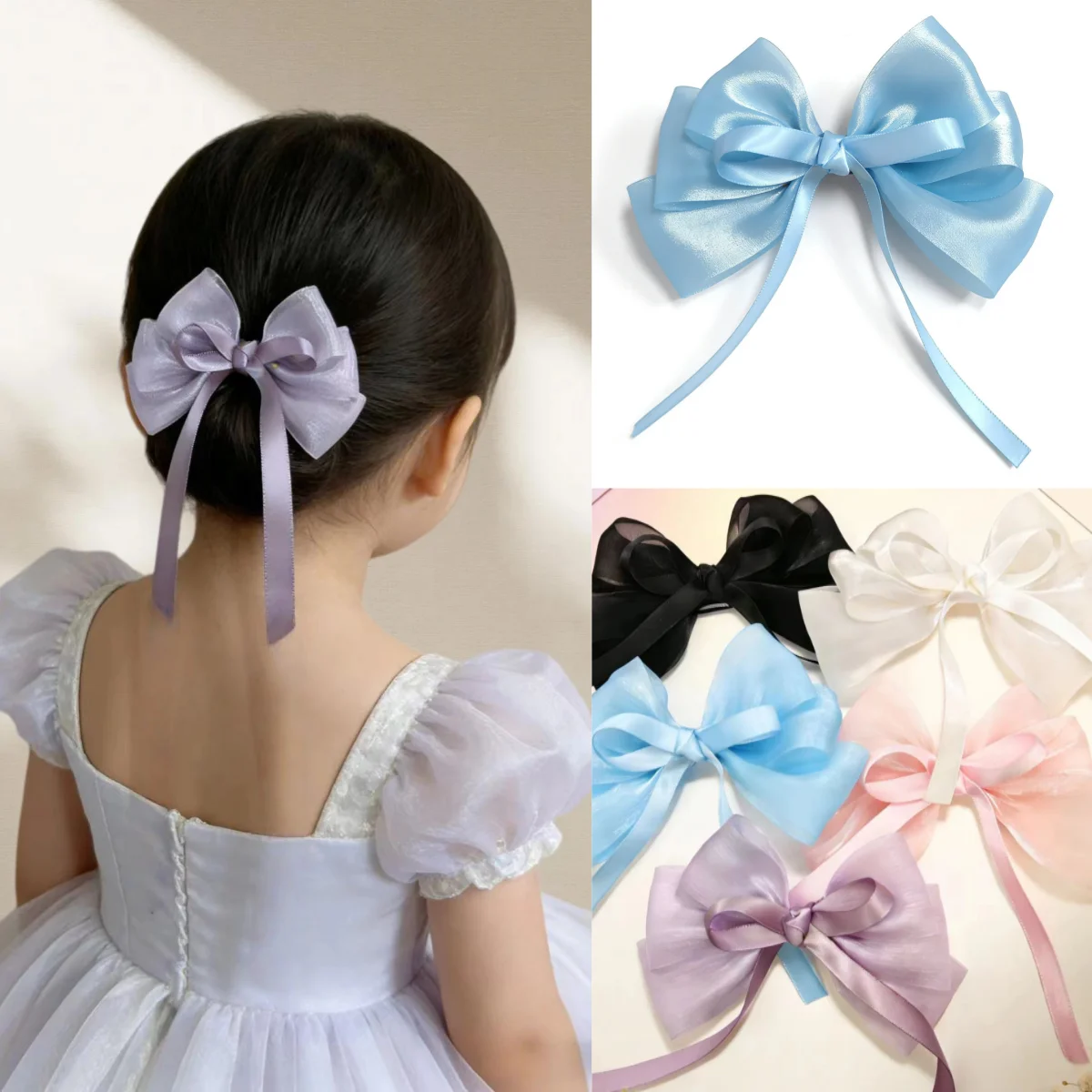 1/5pcs Korean Childrens Bow Hair Clips Sparkling Sweet Ribbon  Kid Cute Hair Pins Spring Summer Girls Party Hair Accessories