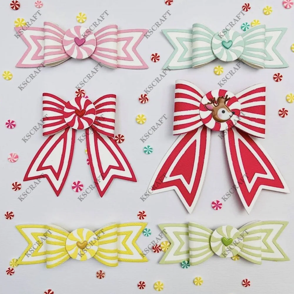 KSCRAFT Candy Cane Bows Cutting Dies Stencils for DIY Scrapbooking Decorative Embossing DIY Paper Cards