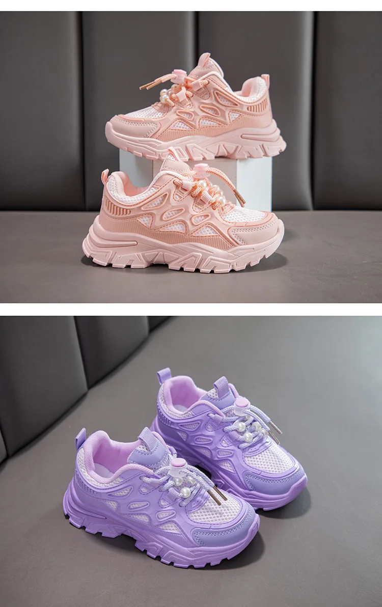 Kinder Mädchen Schule Weiße Freizeitschuhe Einfarbige Mesh-Sportschuhe für Kleinkinder Modische Leichte Kinder-Laufschuhe – Detail 11