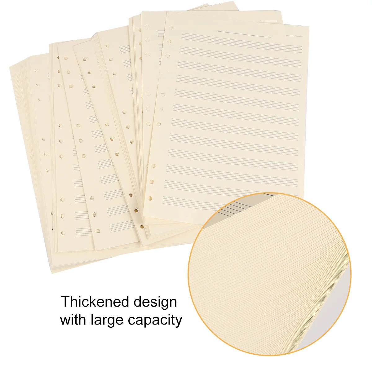 ورق الموظفين بخمسة خطوط 2 مم 12 صفًا كتابة سلسة بدون تنزف سهل المسح مخطوطة الموسيقى الفارغة إعادة تعبئة دفتر الملاحظات لـ #6