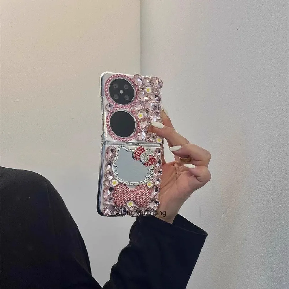Bling Strass Kristall Hello Kitty Hülle für Motorola Razr 60 Ultra 70 50 Razr 40 Ultra Diamant Make-up Spiegel Sanrio Cover – Detail 7