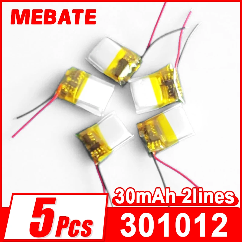 5 PCS 3.7V 30mAh Small Size Lithium Polymer Lipo Rechargeable Battery 301012 for MP3 Bluetooth Speaker Headset Video Pen Recorde