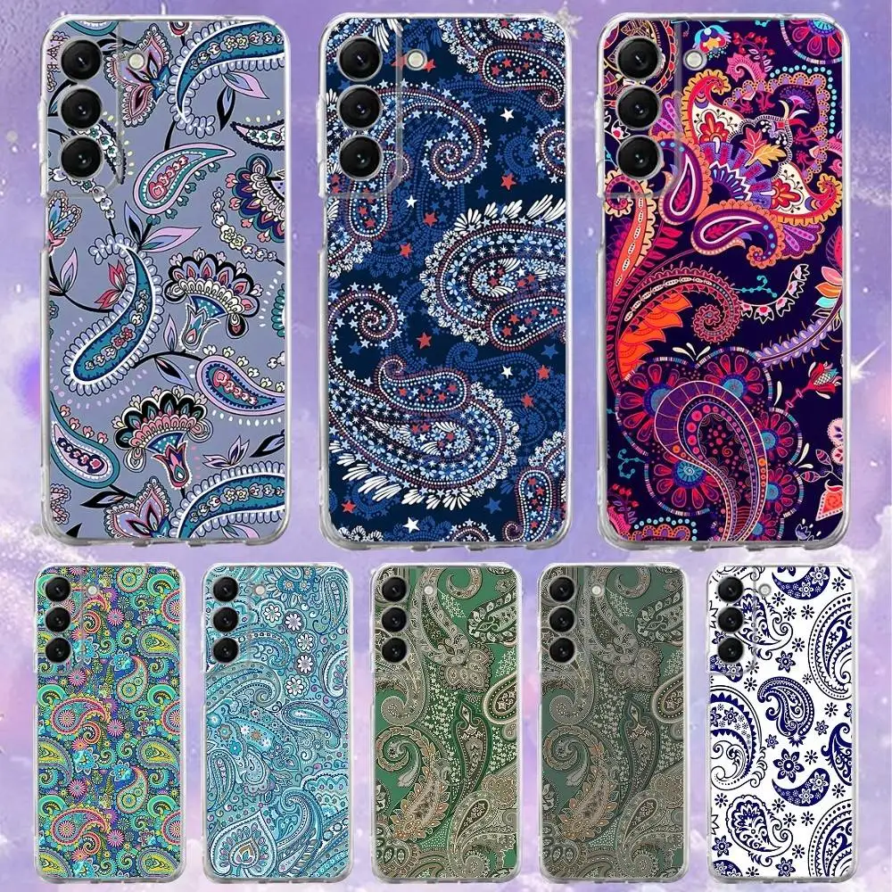 

Bandana Paisley Red blue Phone Case Silicone For Samsung S30,S23,21,22,20 Ultra,S20 FE lite,S10,9,PIus Note20ultra Cover Clear