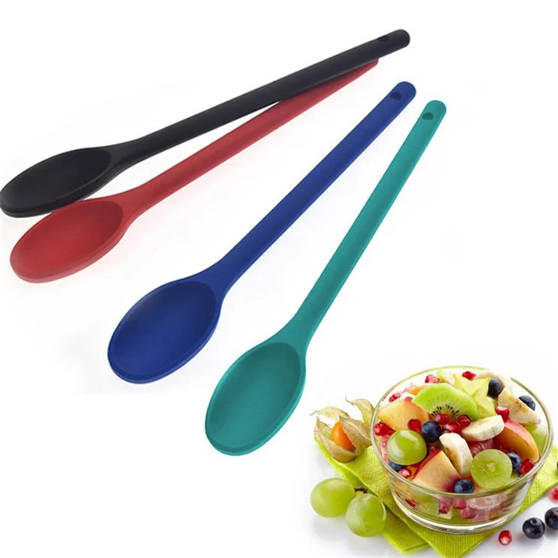1PC Cake Putty Spatula Mixing Spoon Kitchen Silicone Spoon Long-handled Cooking Utensils Tableware Kitchen Soup Spoons