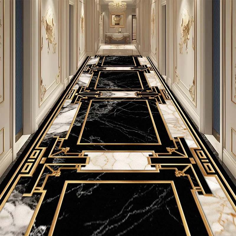 Luxury Long Corridor Carpet European High End Hallway Carpet Non-slip Stairway Home Decor Rug Washable Runner Aisle Kitchen Mats