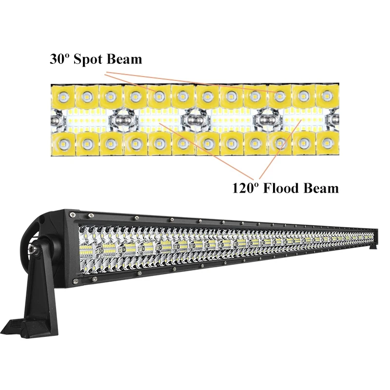 3 Rows 22/32/42/52inch Curved LED Light Bar 12V 24V Offroad 4x4 Driving LED Spotlight Heavy Truck Car Tractor LED Work Head Lamp