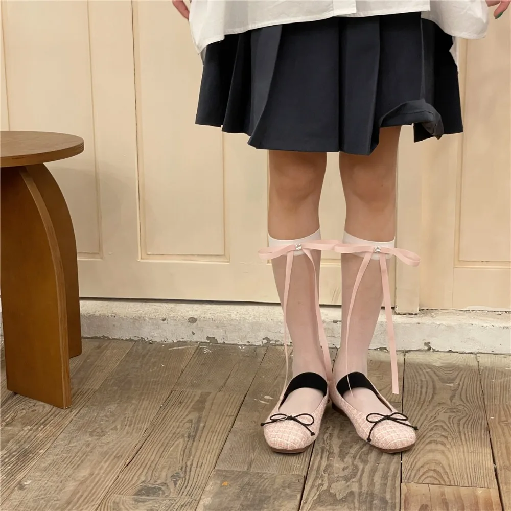 Socks Spring And Summer Calf Socks Knee High Socks Harajuku Style Hosiery Women's Socks Calf Pile Socks Balletcore Style Socks