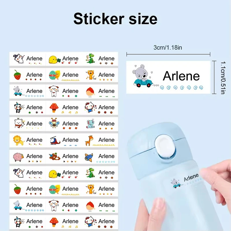 Waterproof Textbook Children's Name Sticker White Background Waterproof Labels Cartoon Patterns Environmentally Friendly Sticker