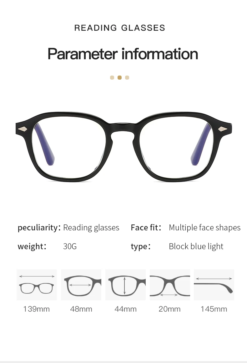 2025 NEUE Blaulicht-Lesebrille, Brillengestell für Damen und Herren, Retro-Acetat, Anti-Blaulicht-Computerbrille, 0 ~ + 3,5 – Detail 10