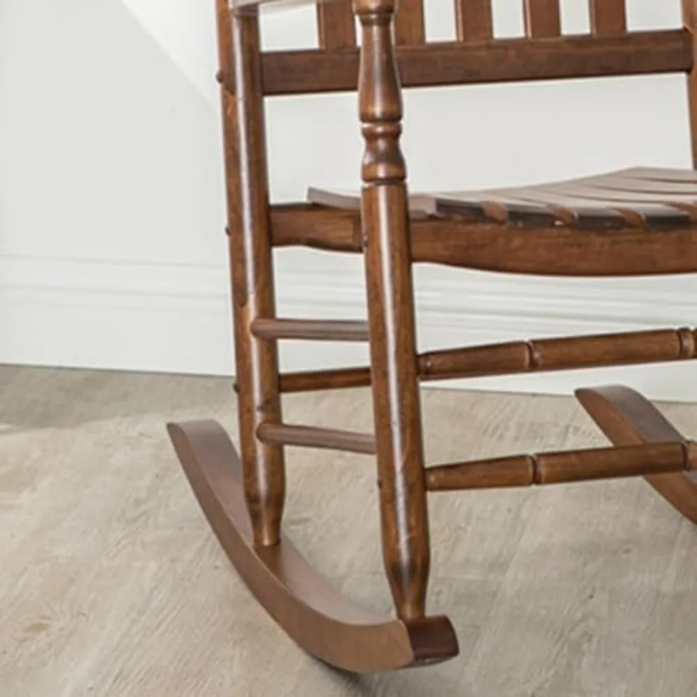 Cadeira de balanço de madeira para adultos conjunto de móveis de 2 cadeiras de balanço externas para varanda pátio lounge varanda interna e externa, marrom