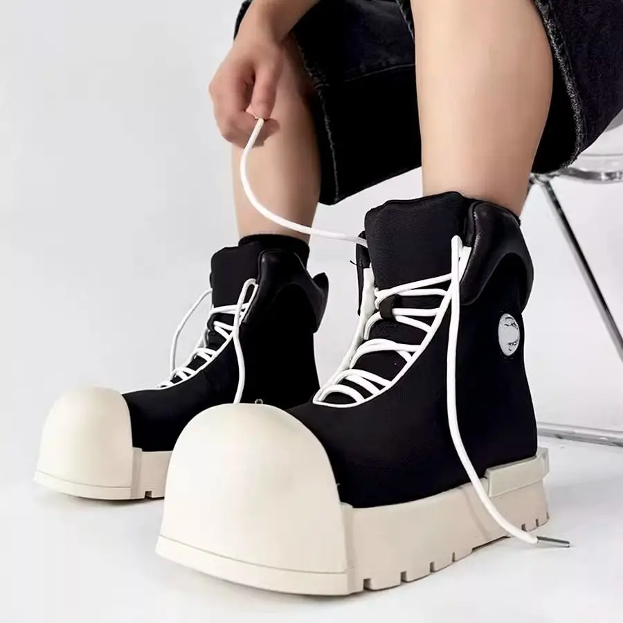 

Нишевые модные кроссовки для пар с большой головкой, мужские и женские ботинки на платформе, увеличивающие рост, туфли в уличном стиле с высоким берцем