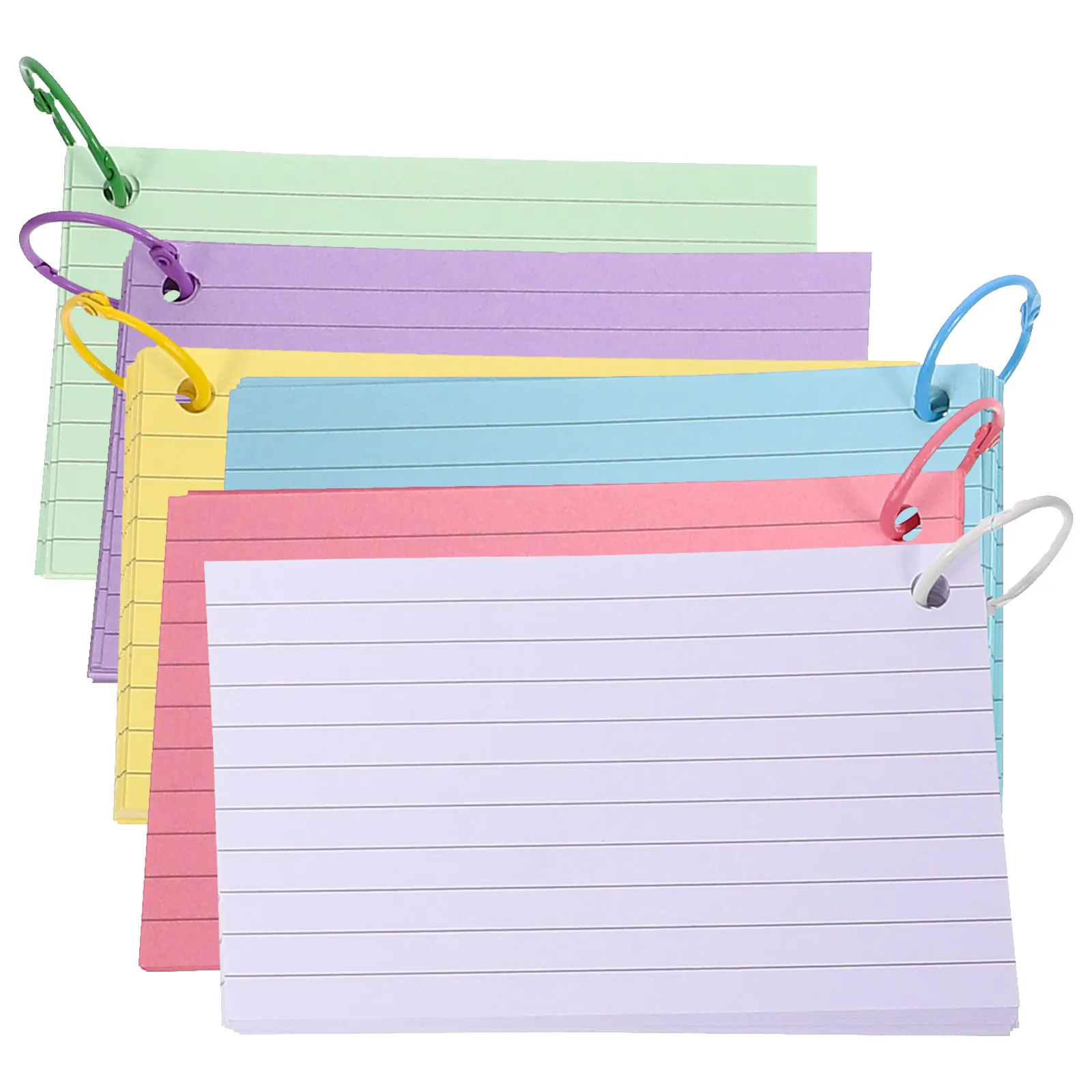 Quaderni indice bianco vuoto 1 anello in metallo promemoria carta ufficio schede indice colorate flashcard foderate tascabili raccoglitore strumenti di apprendimento