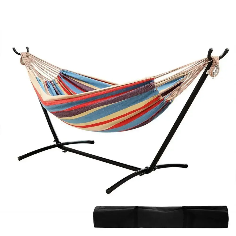 FOR Folding Outdoor Hammock with Stand And Canopy Large Two Person Hammock Stand Beach Swing Hanging Hammock Bed