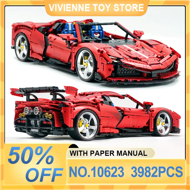 GULY 10623 The SF90 Limited Edition Metallic Red Bricks Sport Car Building Blocks Speed Vehicle Toy Christmas Gift For Boys Kids