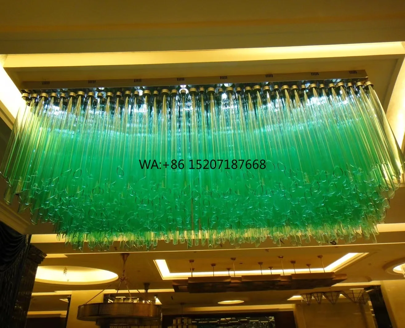 Custom Modern Designer Large Glass Tube Chandelier for Hotel Villa Staircase Living Room Pendant Lamp Remote Control Oval Shape