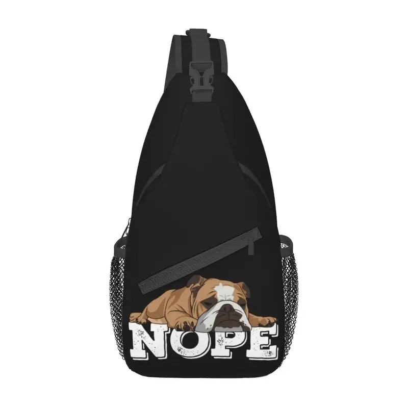 

Cool French Bulldog Says Nope Sling Bags for Cycling Camping Men's Funny Animal Dog Crossbody Chest Backpack Shoulder Daypack