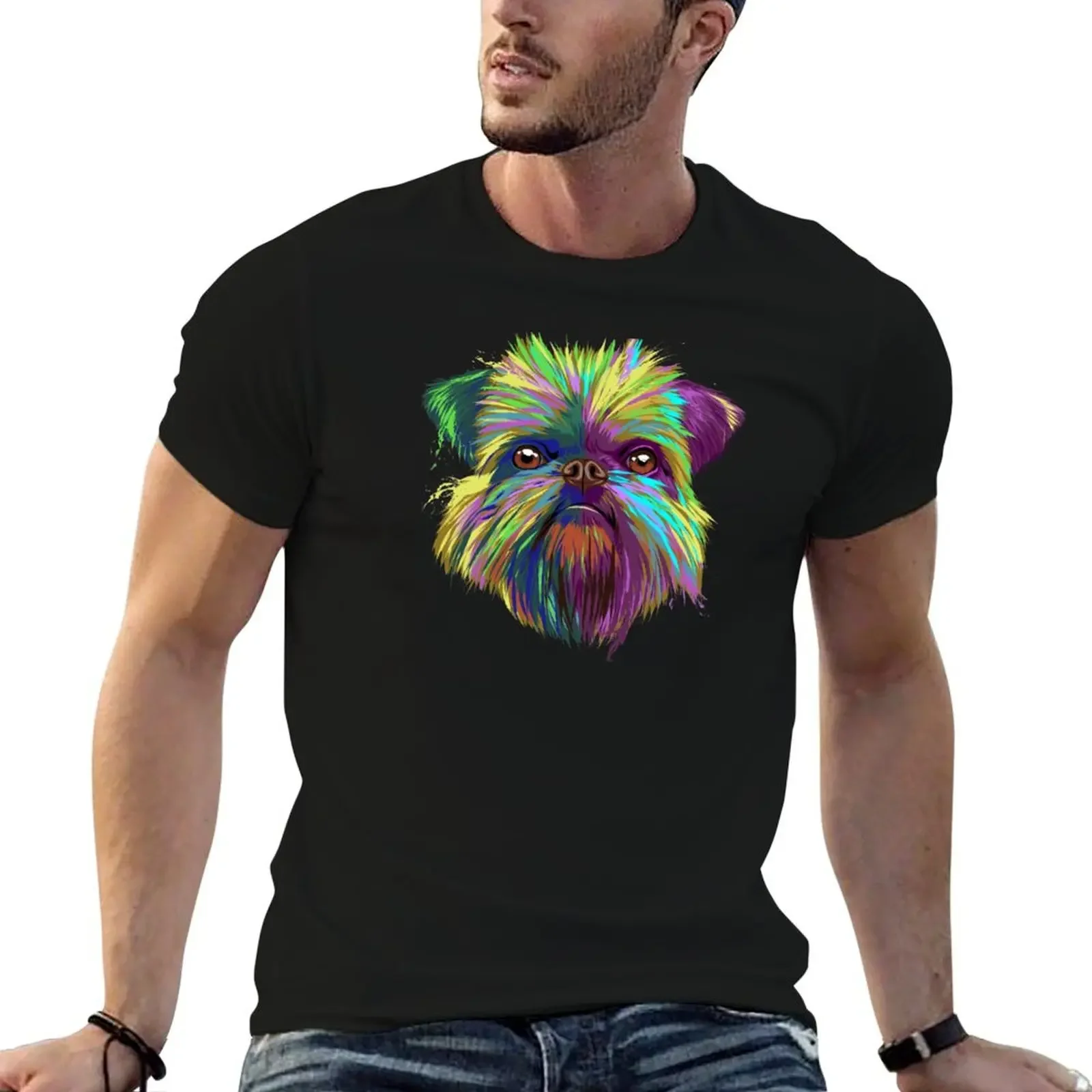 Splash Brussels Griffon Dog T-Shirt vintage plus sizes sweat shirts, men