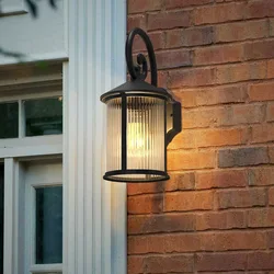 Europejska ściana zewnętrzna szklana lampa wodoodporna lampa ścienna Retro willa oświetlenie ogrodowe dziedziniec drzwi balkonowe oprawy zewnętrzne