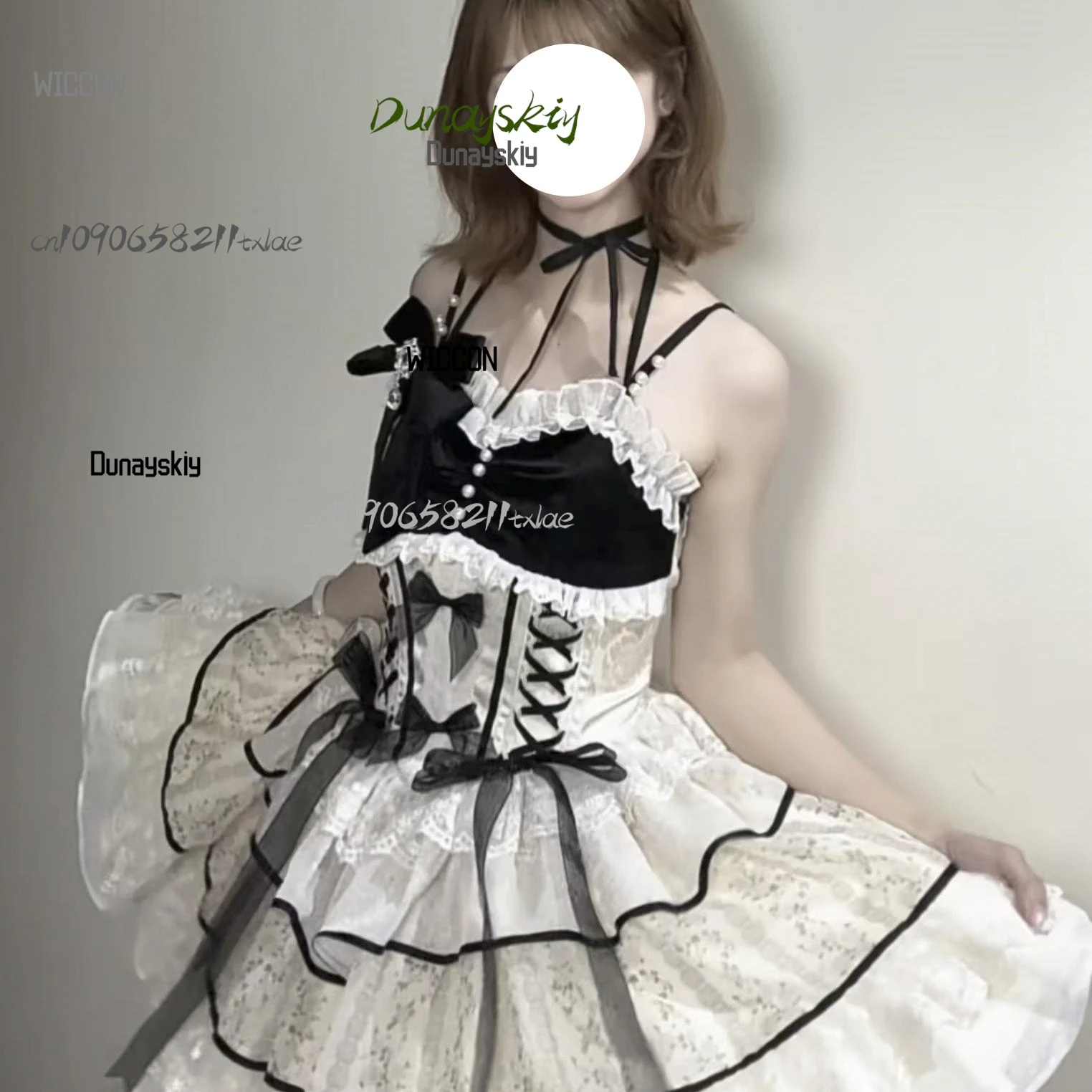 Elegantes Kawaii Prinzessin Lolita Kleid Cosplay Kostüm Gyrai Kei Sanftes exquisites Gothic Halloween Sommer Party Cosplay Kleid