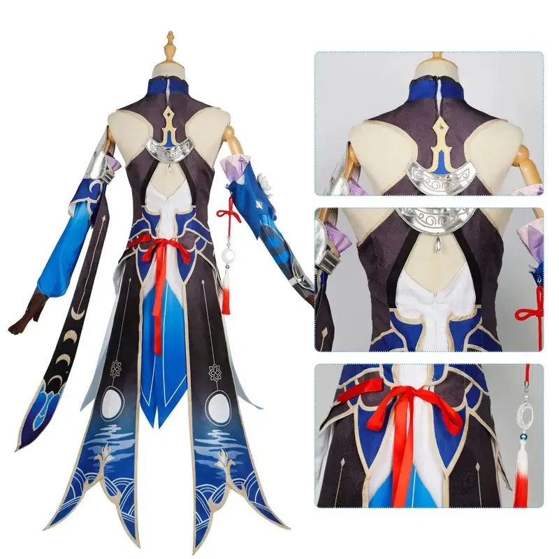 Honkai Star Rail juego Jingliu disfraz de Cosplay conjunto completo vestido uniforme con accesorios Jing Liu Cosplay pelucas de disfraz