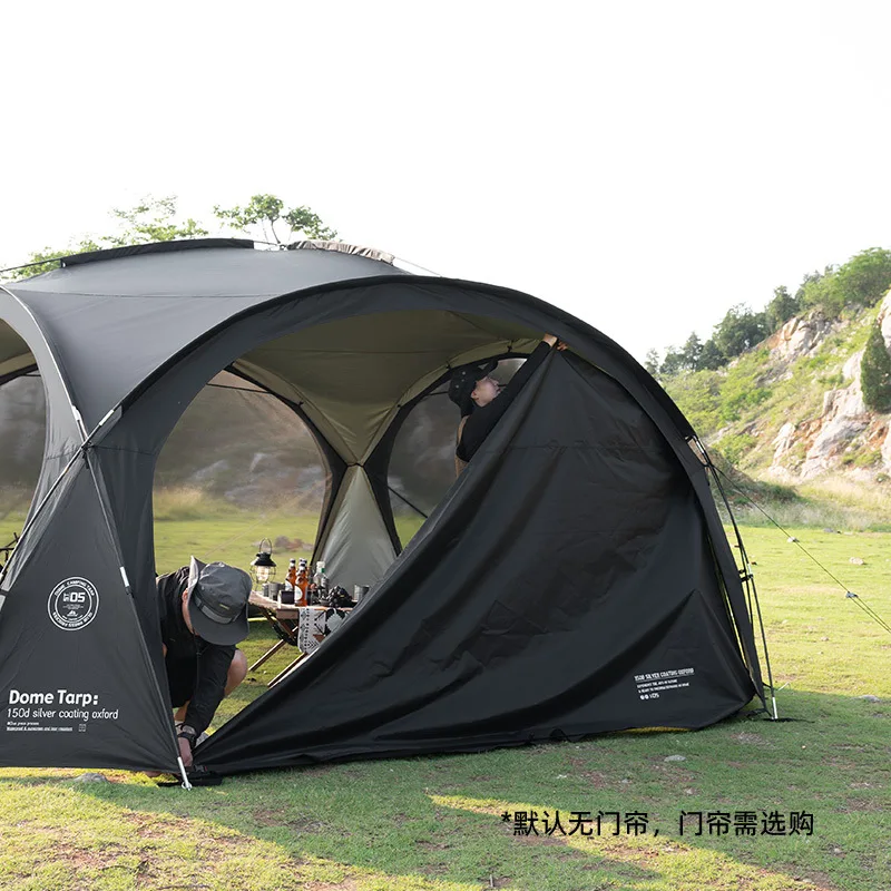 Outdoor circular dome canopy tent, waterproof and sunscreen camping, oversized surround fabric, mesh dome set