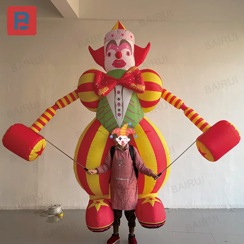 Payaso inflables con sopladores, mochilas para caminar para desfile de festivales de Navidad al aire libre, accesorios decorados para eventos y fiestas