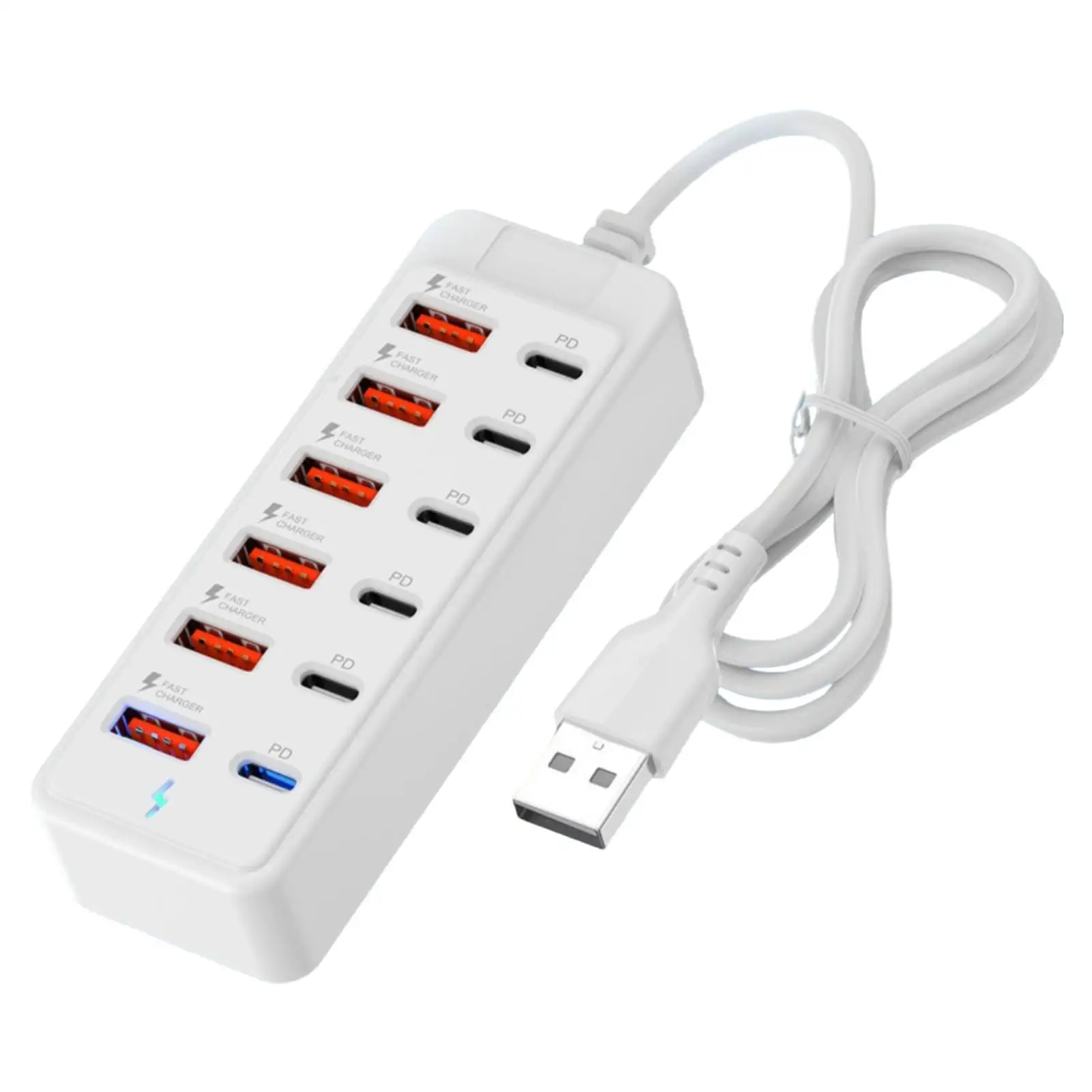 12-in-1 USB Splitter Socket USB2.0 High Speed Data Transfer Converter USB C Dock Station Fast Charging Plug Type-C 66W Converter