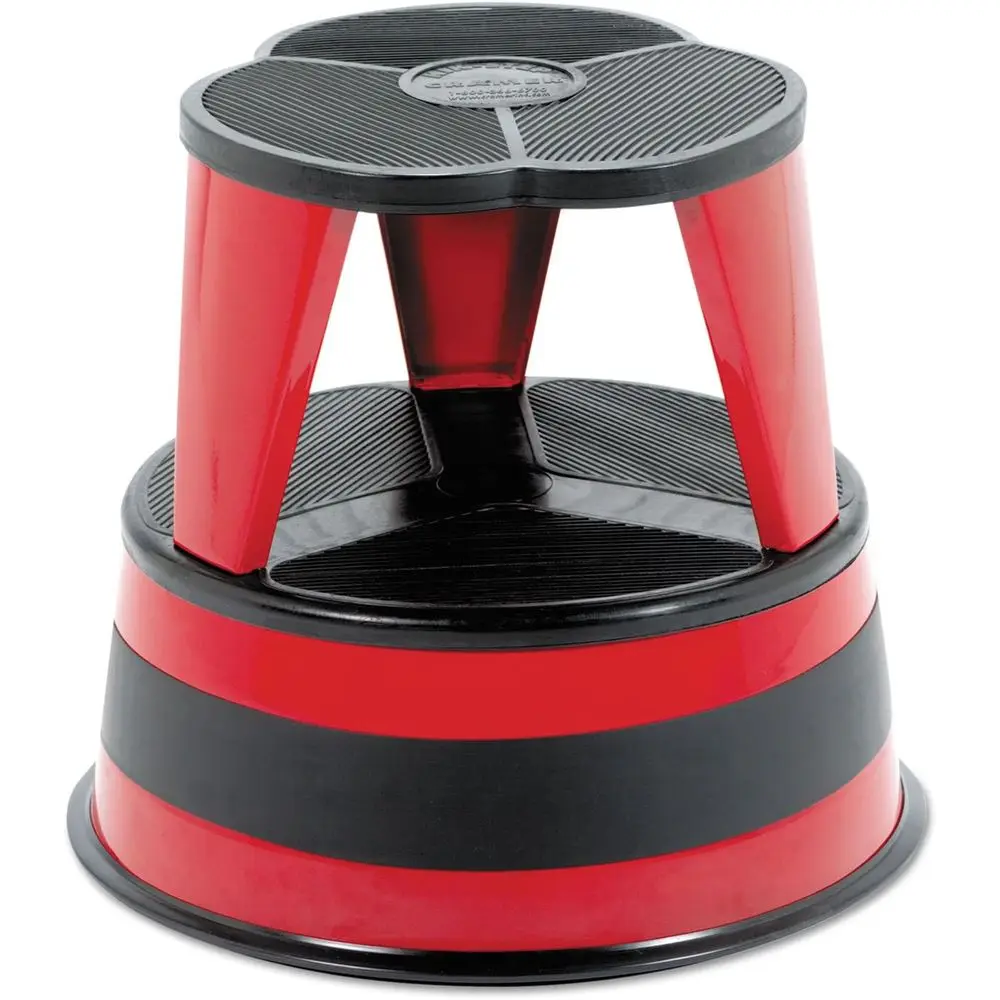 Heavy-Duty Steel Step Stool, 350 lb Capacity, 16 Diameter x 14.25 High, Red