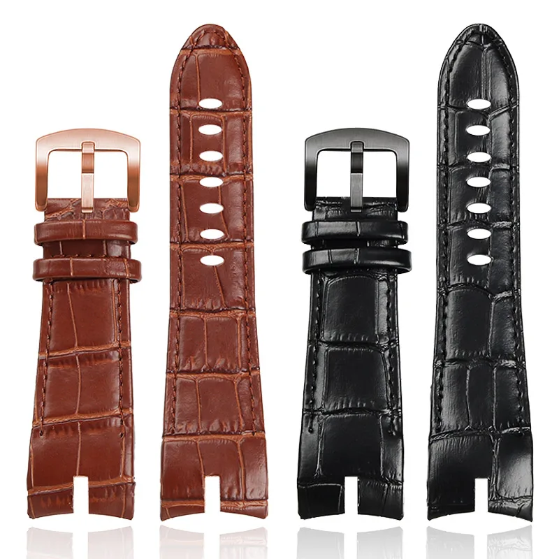 26mm For Roger Dubuis EXCALIBUR watchband RDDBEX0405 Crocodile textured cowhide watch strap metal buckle Men 42mm Accessories