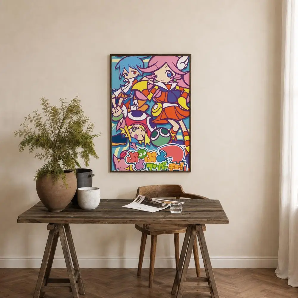 Game Puyo Pop Fever Poster Self‑Adhesive Waterproof PP Poster Coffee House Bar Wall Art Sticker Room Home Decor