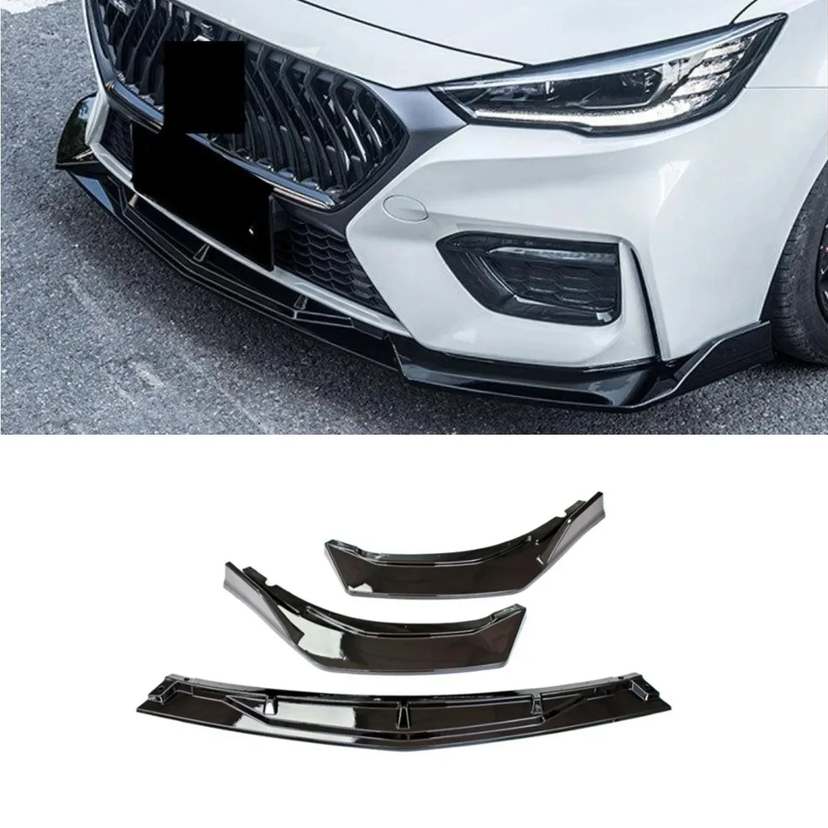 Car Front Bumper Lip Splitter Diffuser Spoiler Body Kit For Morris Garages MG6 2020-2024 Bumper Guard Protector Car Accessories