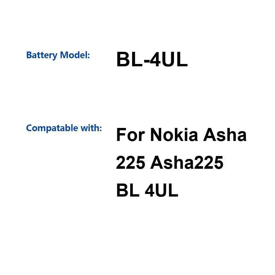 

Для Nokia Asha 225 долговечный аккумулятор мобильного телефона BL-4UL 1200 мАч