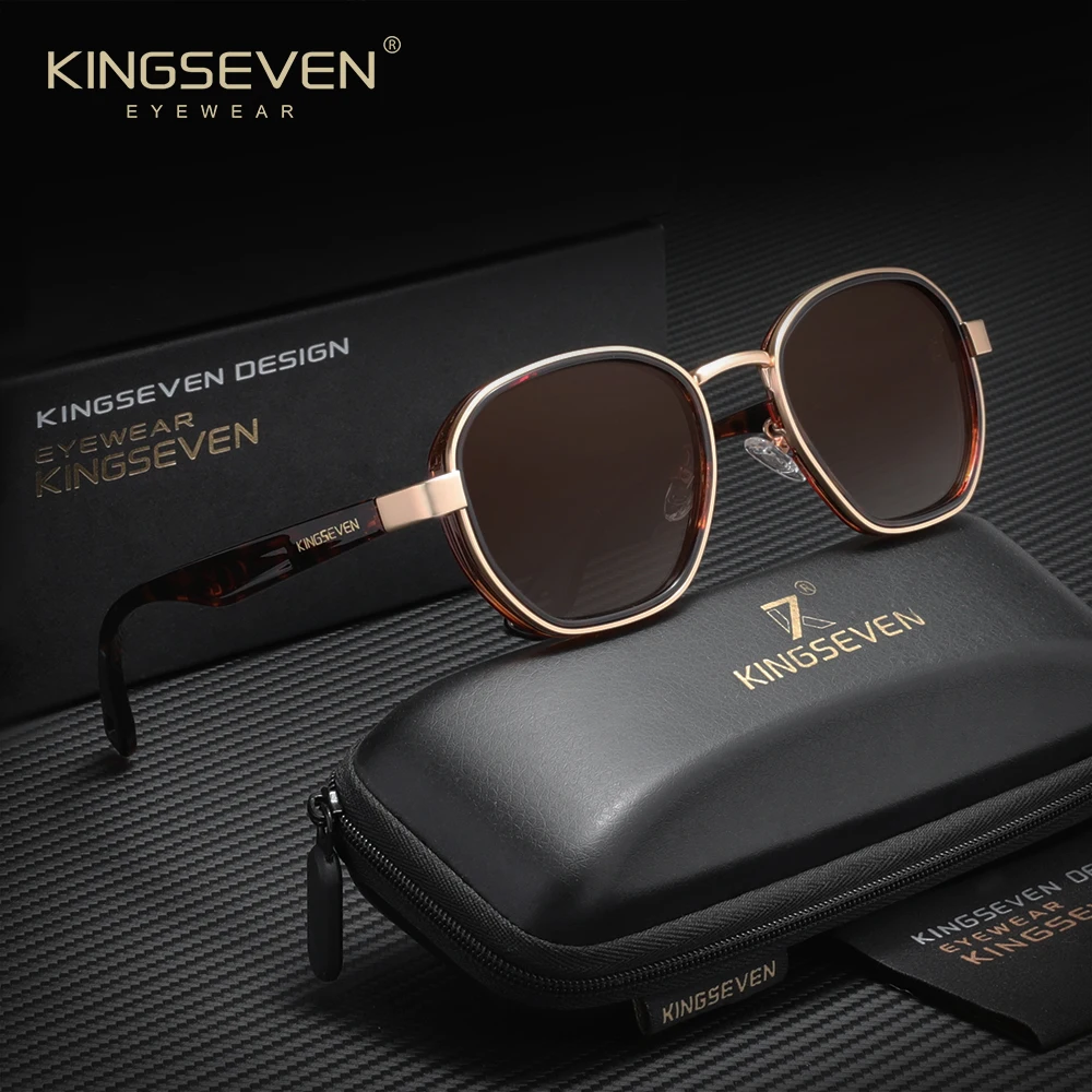 

KINGSEVEN Retro Round Frame Sunglasses For Men Women Polarized UV400 Trendy Driving Fishing Eyewear Male