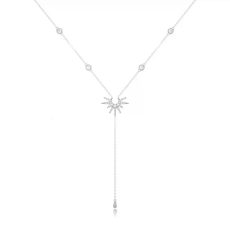 جديد فريد Y-شكل مكعب عقد من حجر الياقوت للنساء الفتيات موضة شرابة طويلة استرخى المختنق قلادة مجوهرات الحفلات هدية