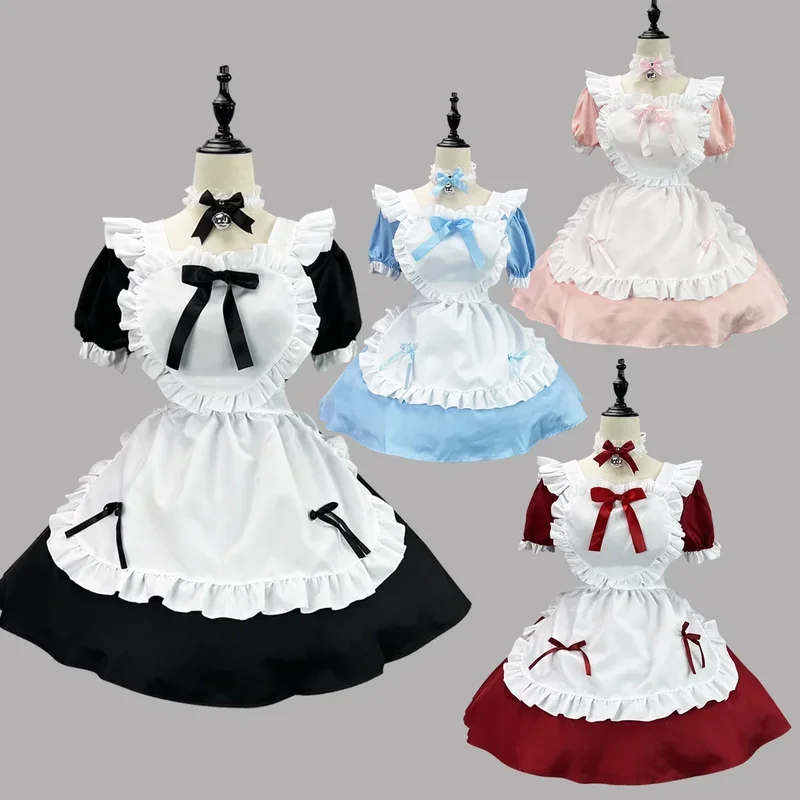 Anime cute heart Lolita maid cosplay costume 4colors Alice dress girls women waiter maid party stage costumes Alice maid dress