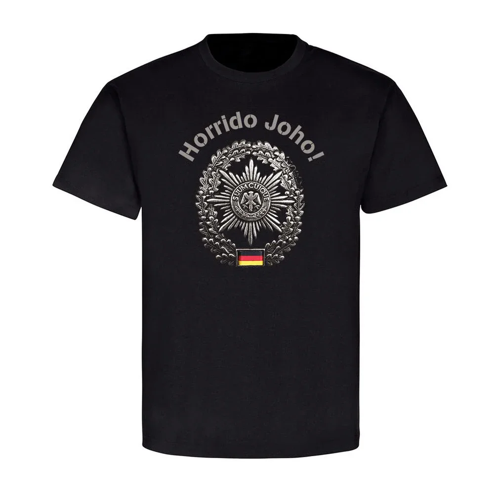 

Horrido Joho ! FeldJäger Barett Militärpolizei MP Feldgendarmerie T-Shirt. Cotton Short Sleeve O-Neck Mens T Shirt New S-3XL