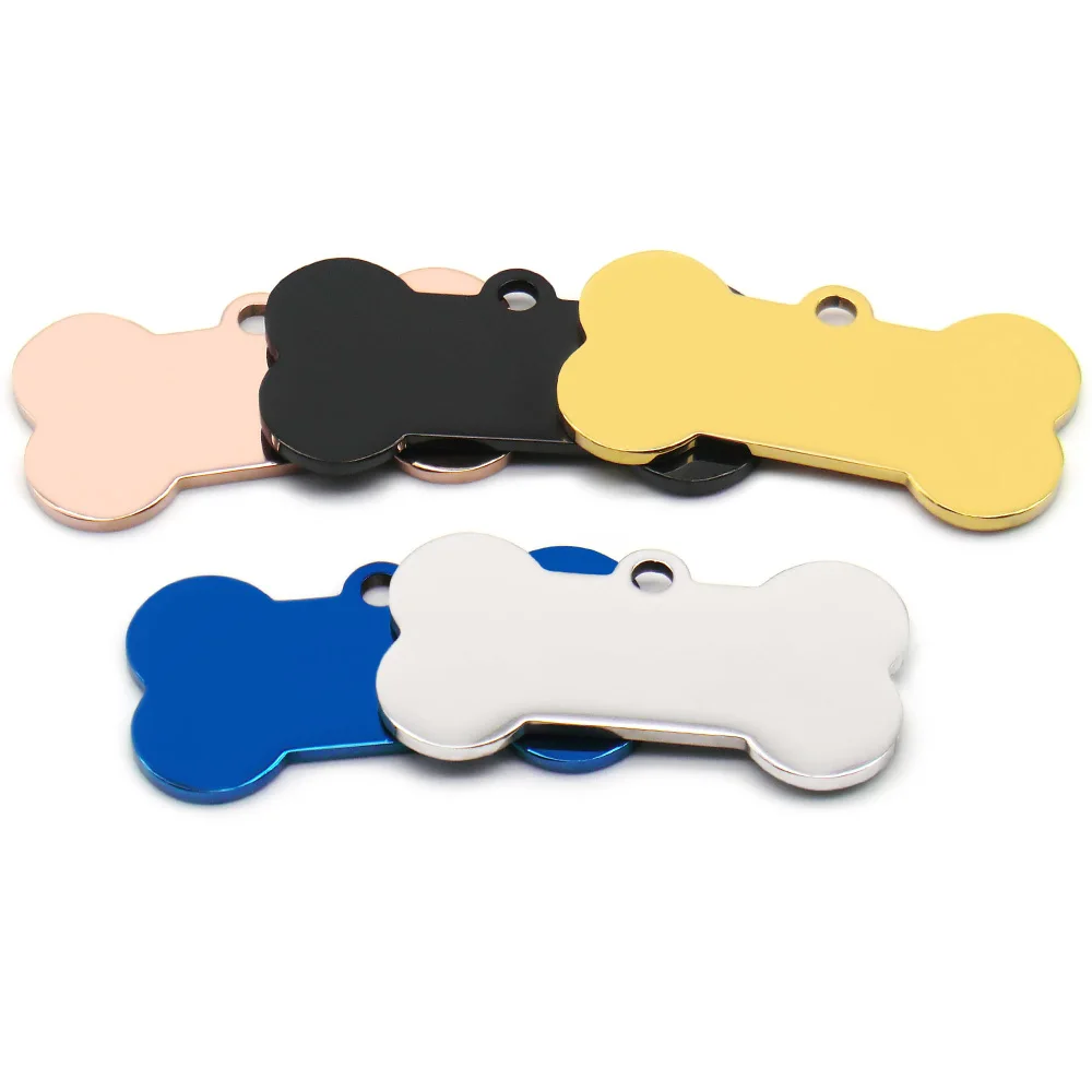 

New Personalized Dog Cat ID Tags Bone Stainless Steel Engraved 20/50/100 Pet Puppy Customized Name Anti-loss Pendant Accessories