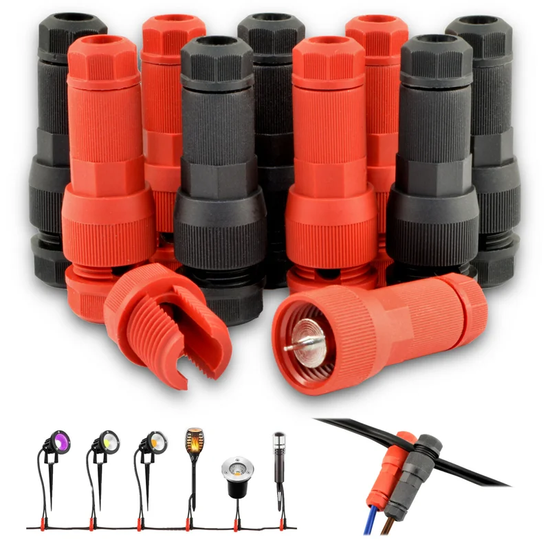 10pcs Low Voltage Quick Lock Piercing T-Tap Terminal Block Kit, Self Stripping Nylon Insulated Male Wire Splicing Connector