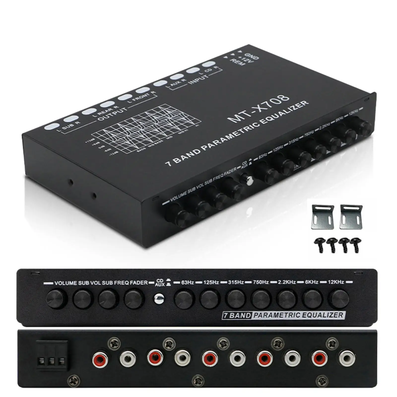 7Band Car Audio Equalizer Multifunct Graphic Equalizer Amplifier 4 channel input