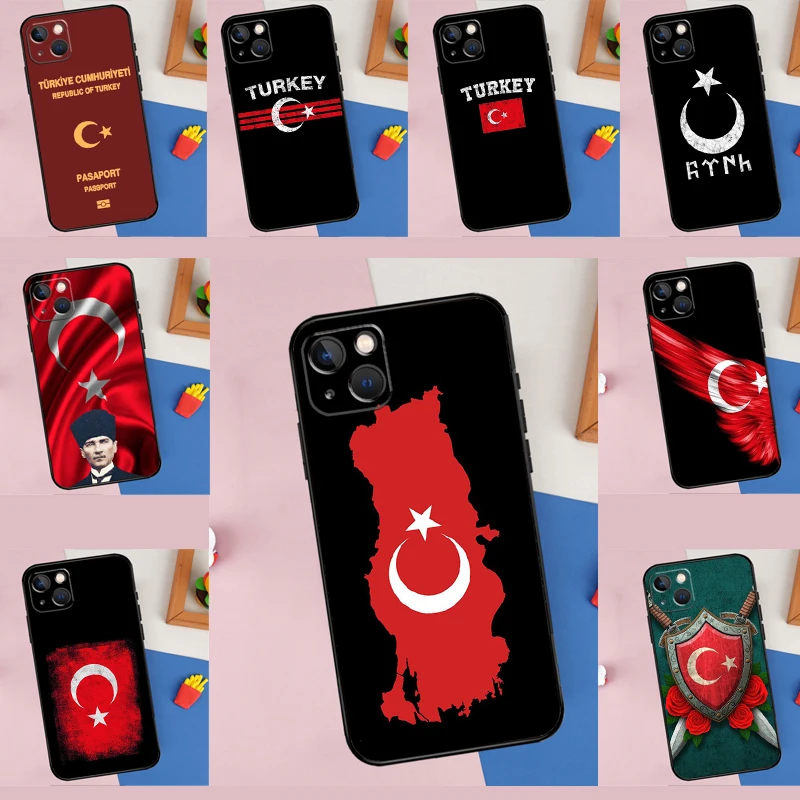 Turkey Turkish Flag Case For iPhone 11 12 13 14 15 Pro Max Mini XS XR X 8 7 Plus SE 2020 Soft Protection Cover